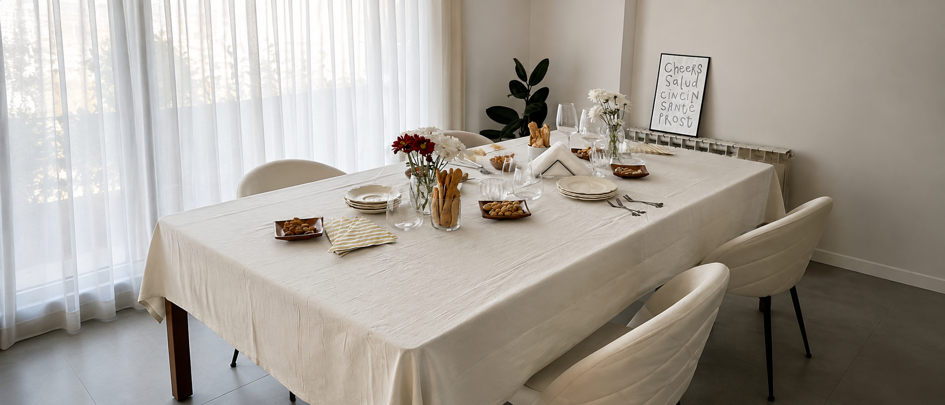 Small plates styled together on a dining table