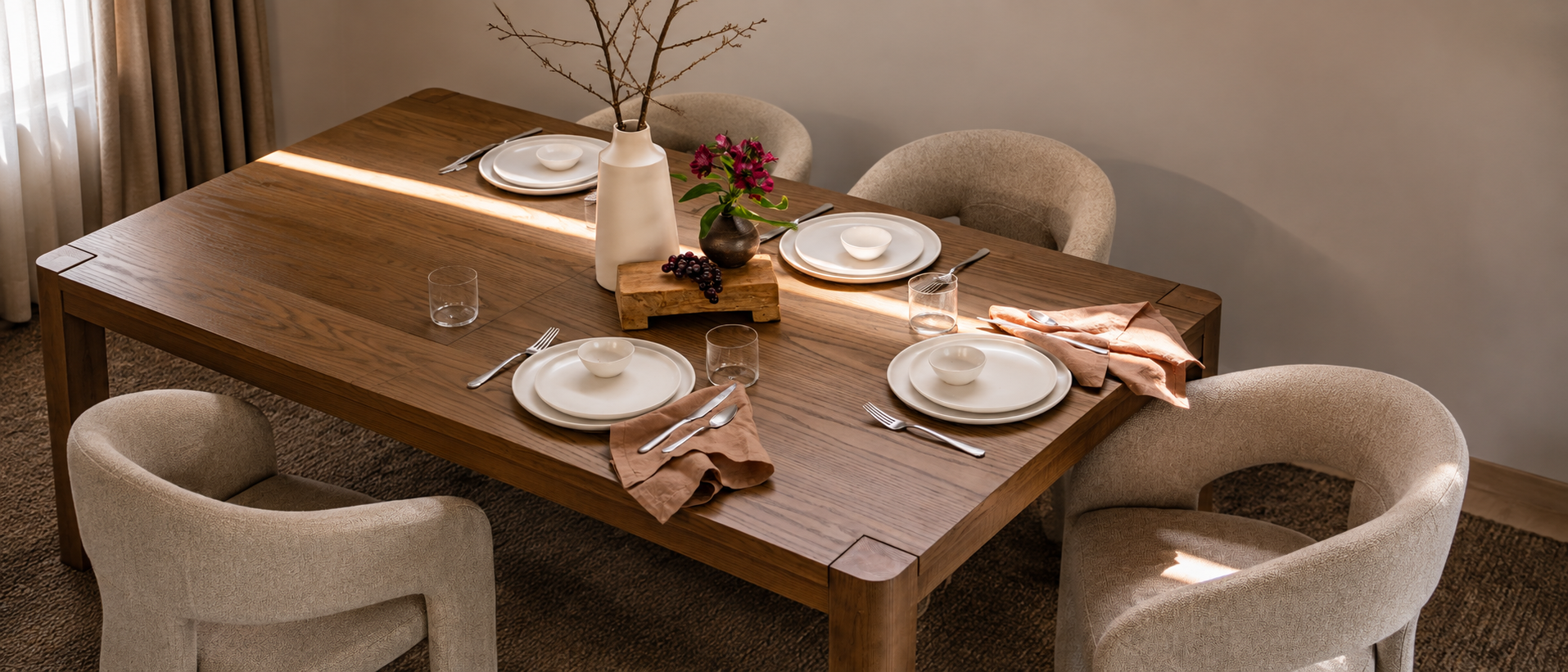 Ceramic tableware with understated details