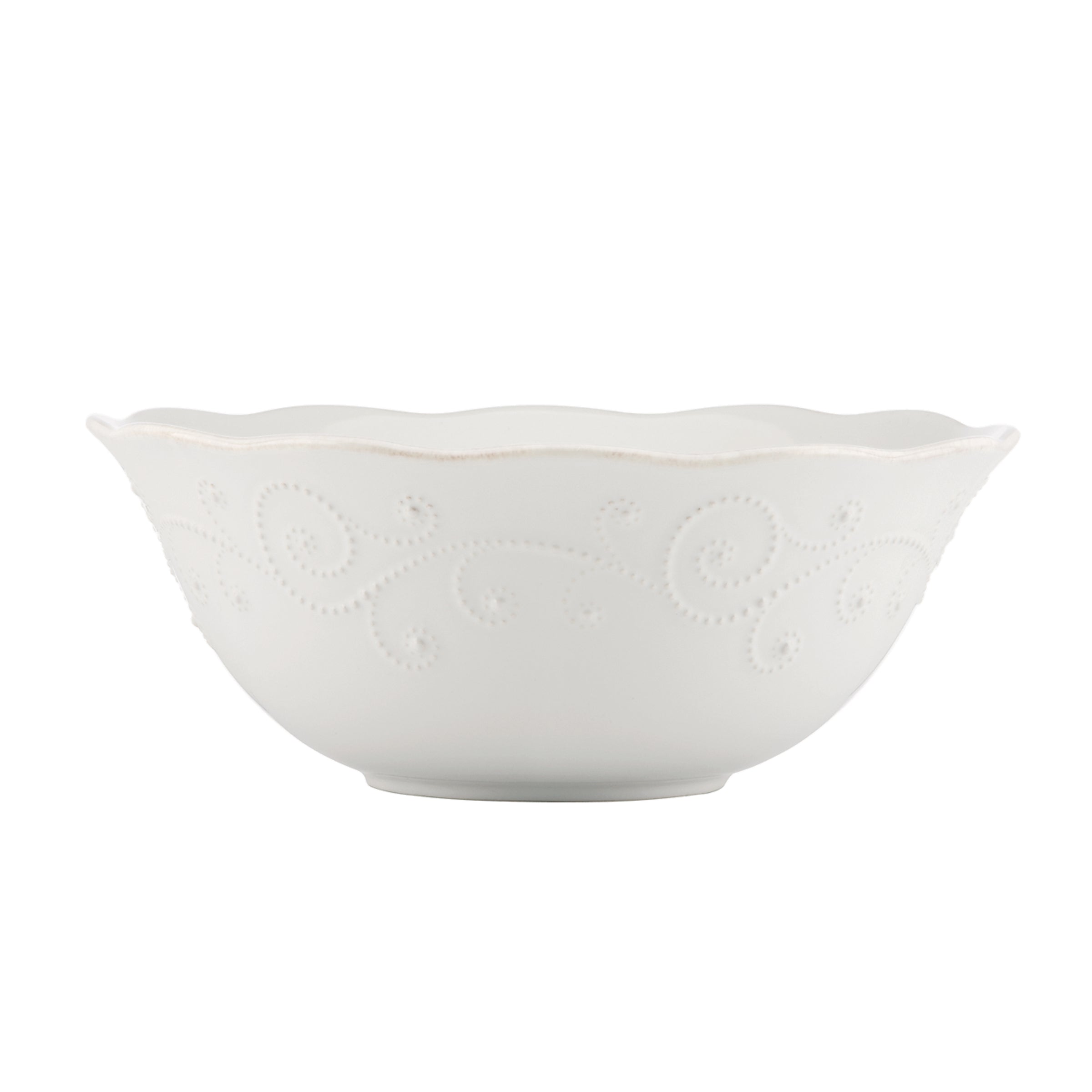 Beaded White Large Serving Bowl
