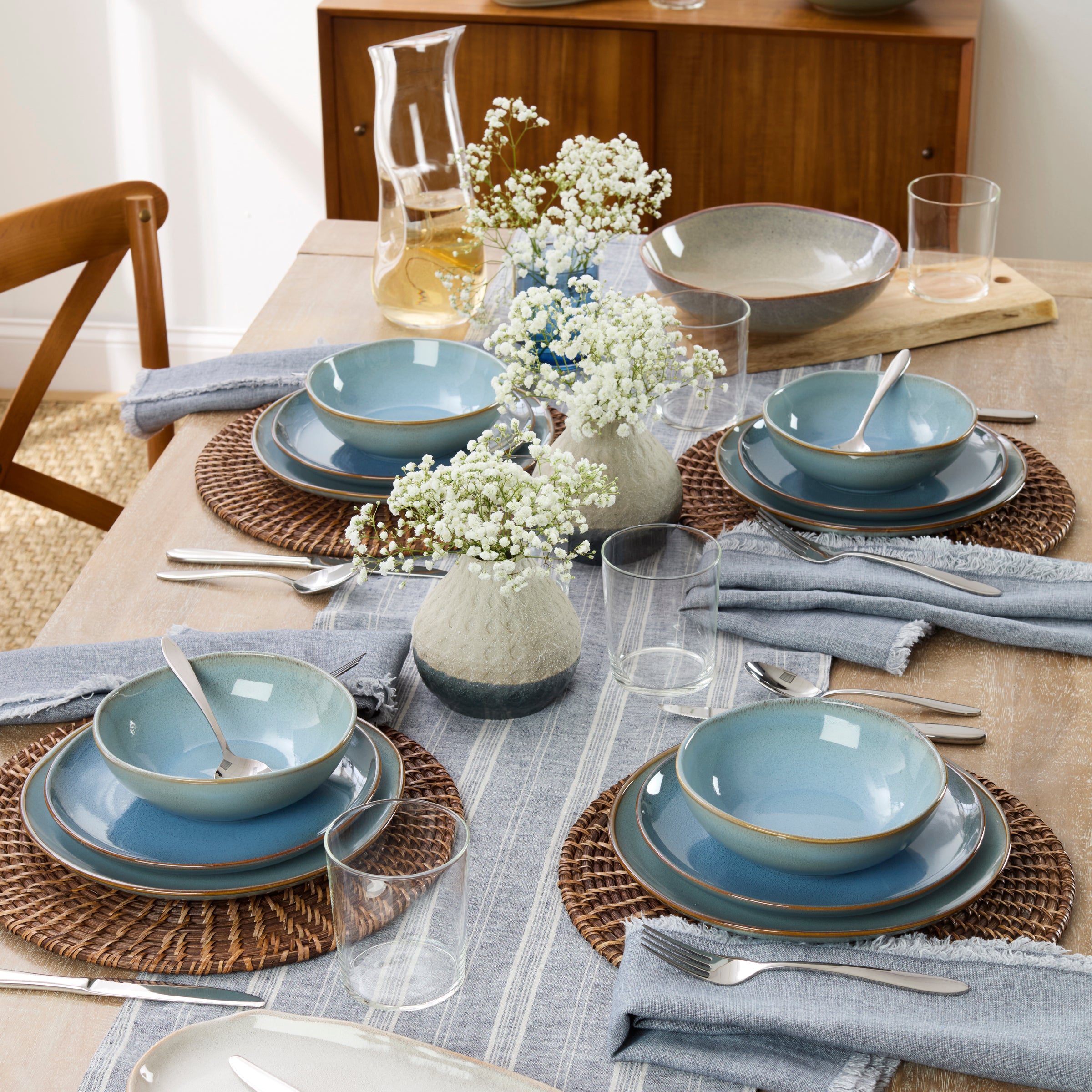 Slate Blue Stoneware Dinnerware Set, 18-Piece - Image 2