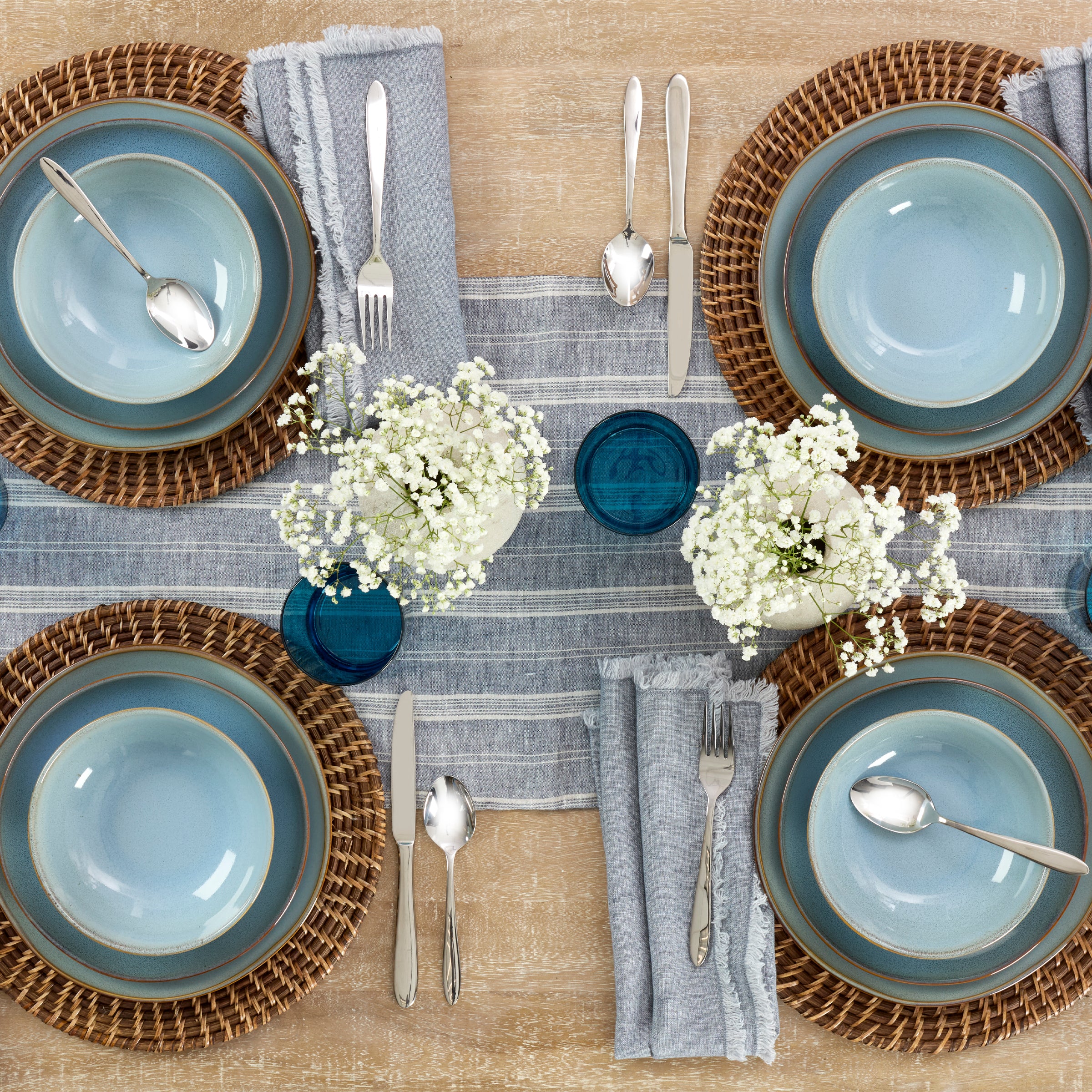 Slate Blue Stoneware Dinnerware Set, 18-Piece - Image 4