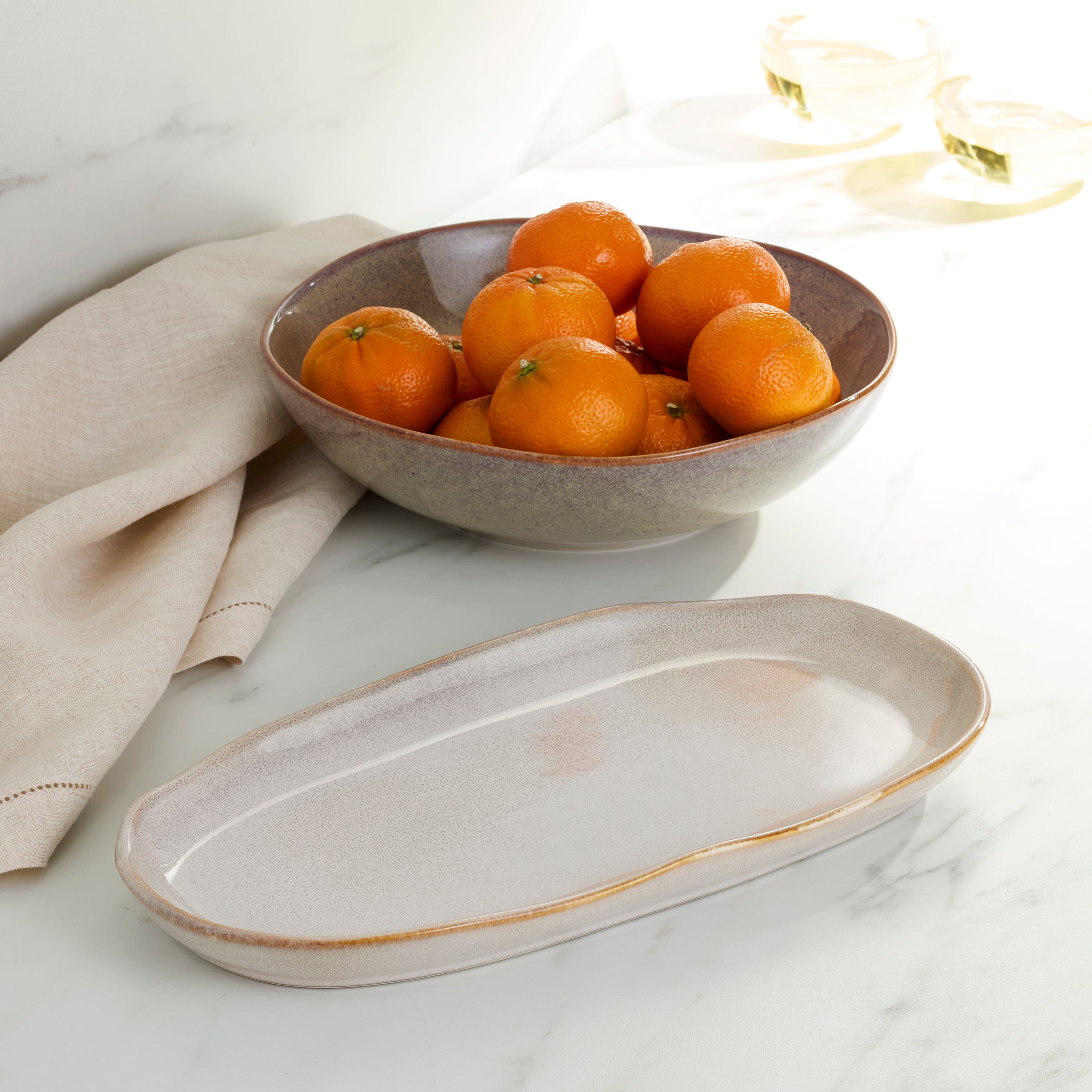 Oatmeal Stoneware Serving Set, 2-Piece - Image 2