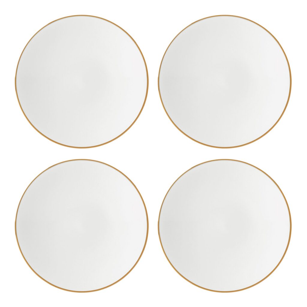 White Ribbed Accent Decorative Plates, Set of 4