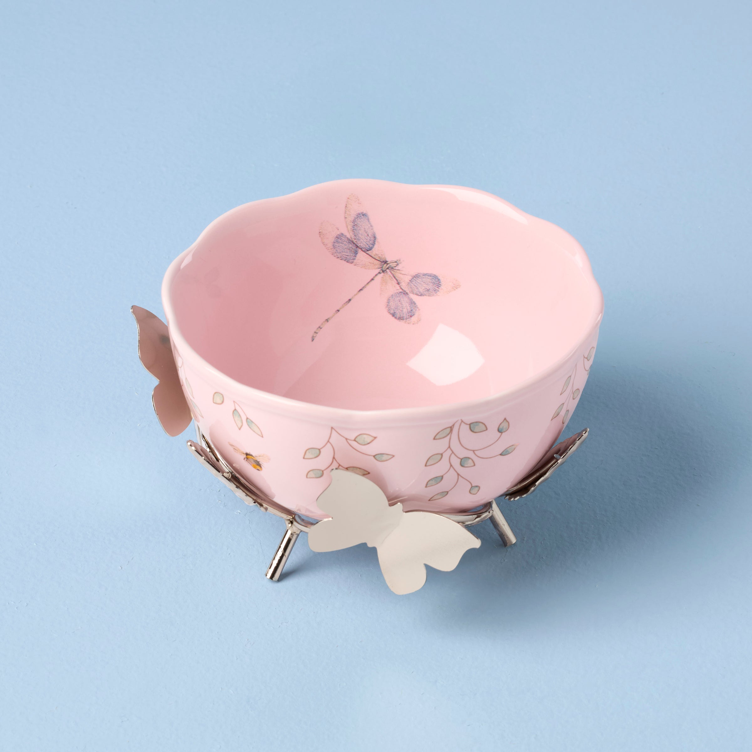 Decorative Floral Bowl with Stand - Image 2