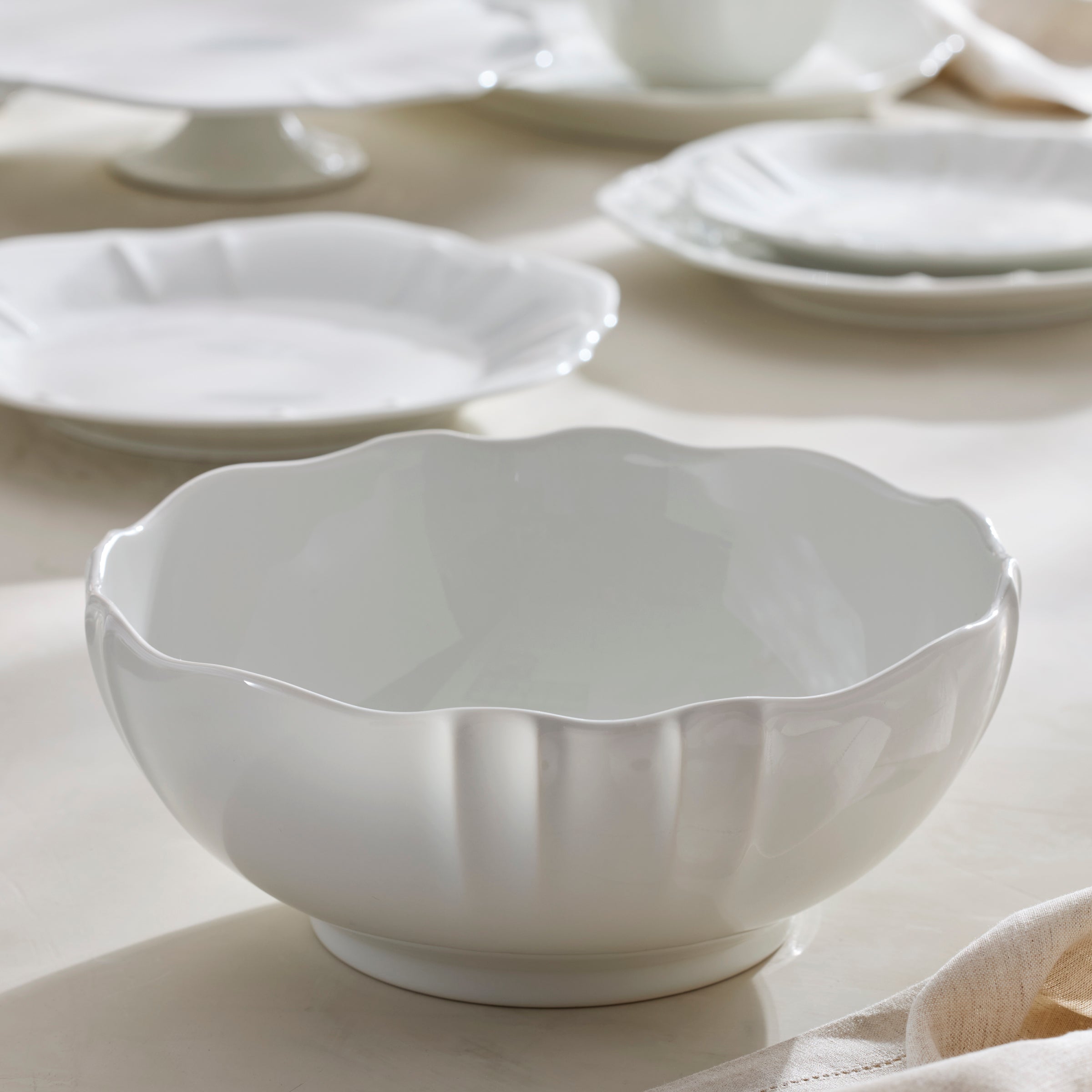 White Porcelain Serving Bowl - Image 5